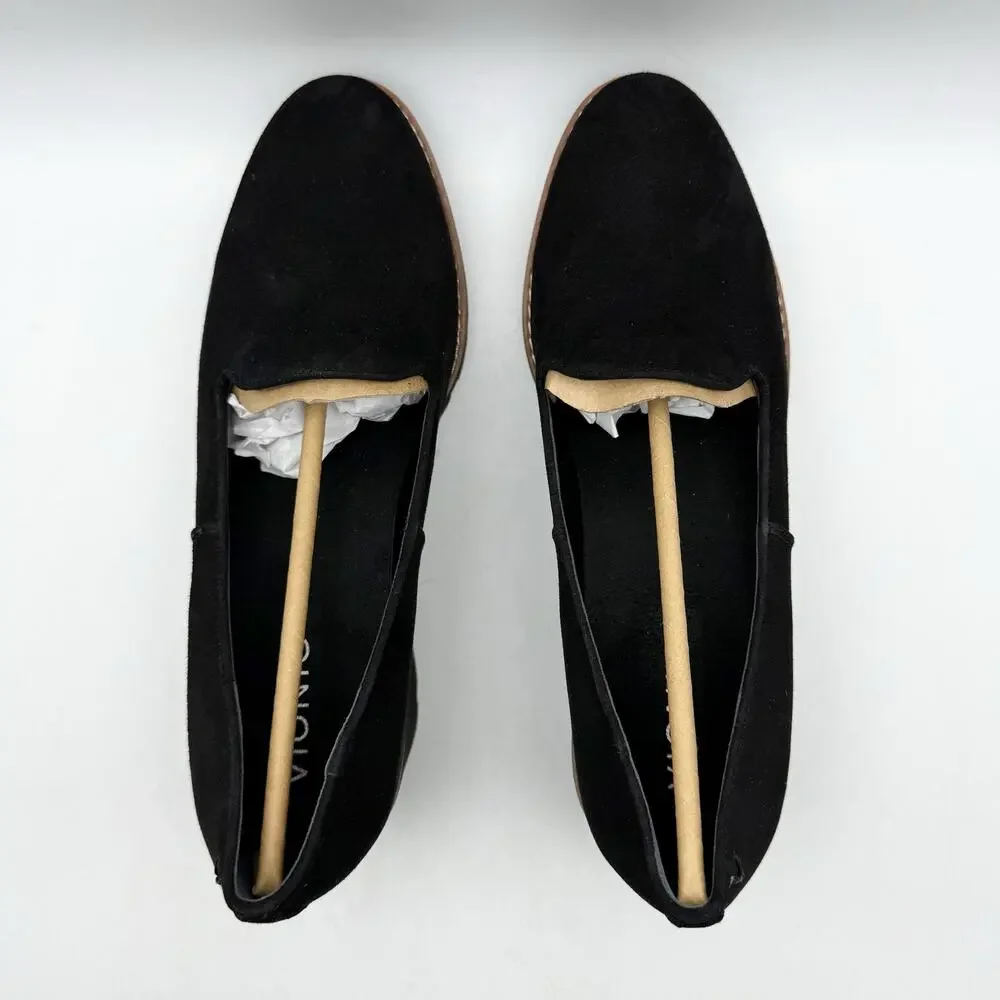 VIONIC Womens Willa Wedge Loafers US 9 EU 40 Black Suede Slip On EUC